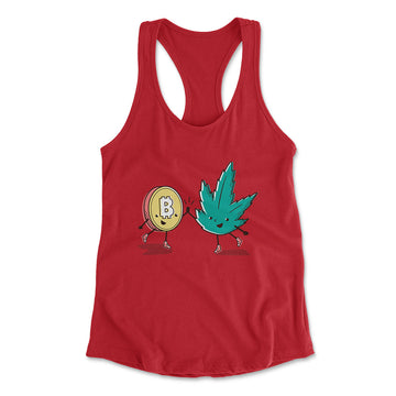 420 Bitcoin Womens Racerback Tank in Red color